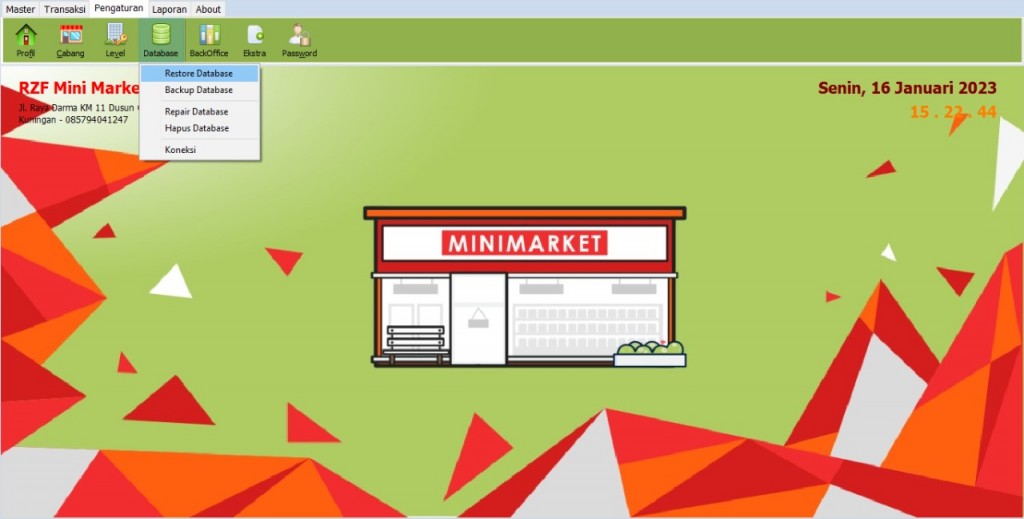 Tampilan Menu Database